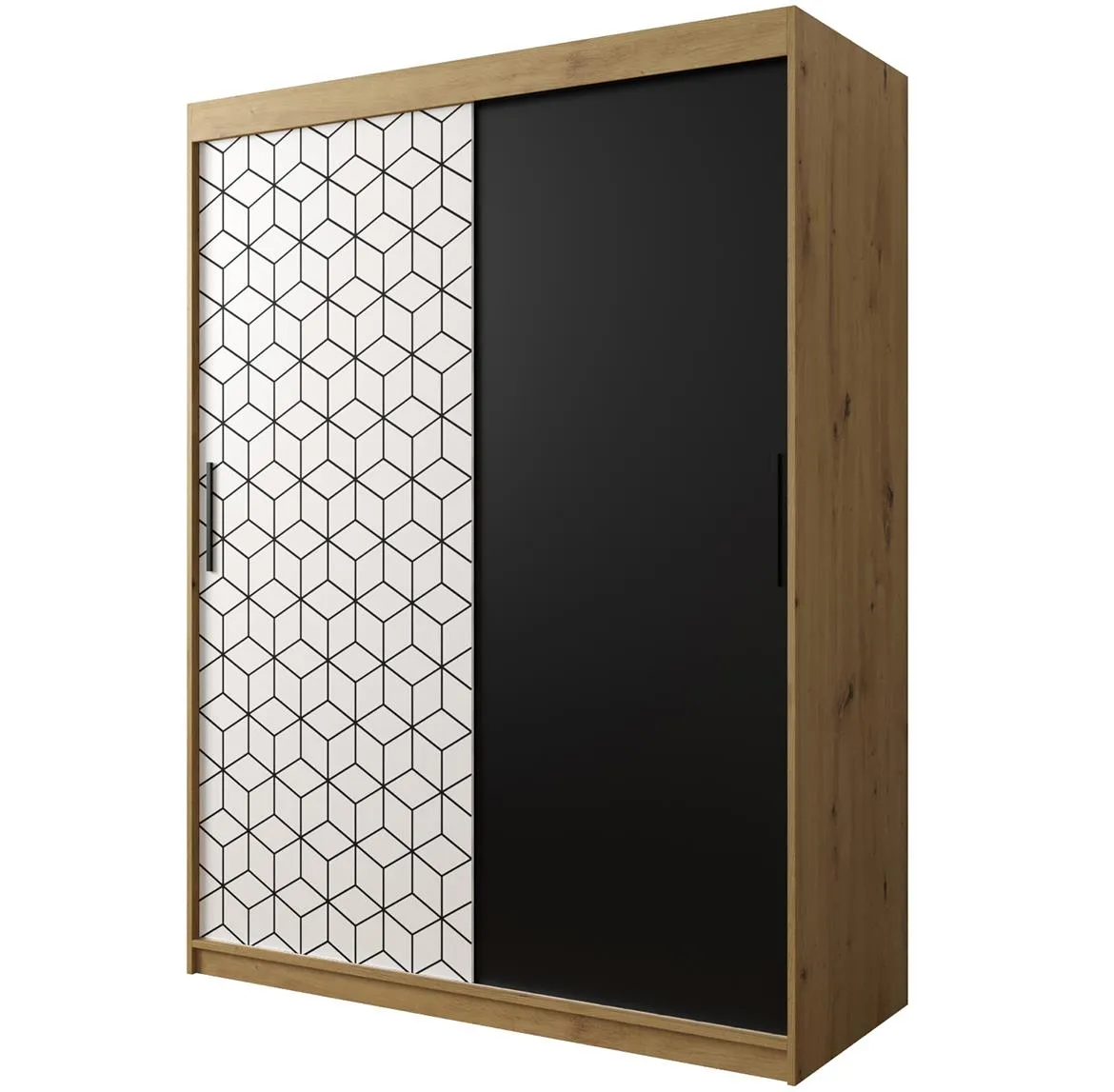 Hexagon ormar 2 vrata 150x62x200 cm natur (artisan hrast)/crni/beli