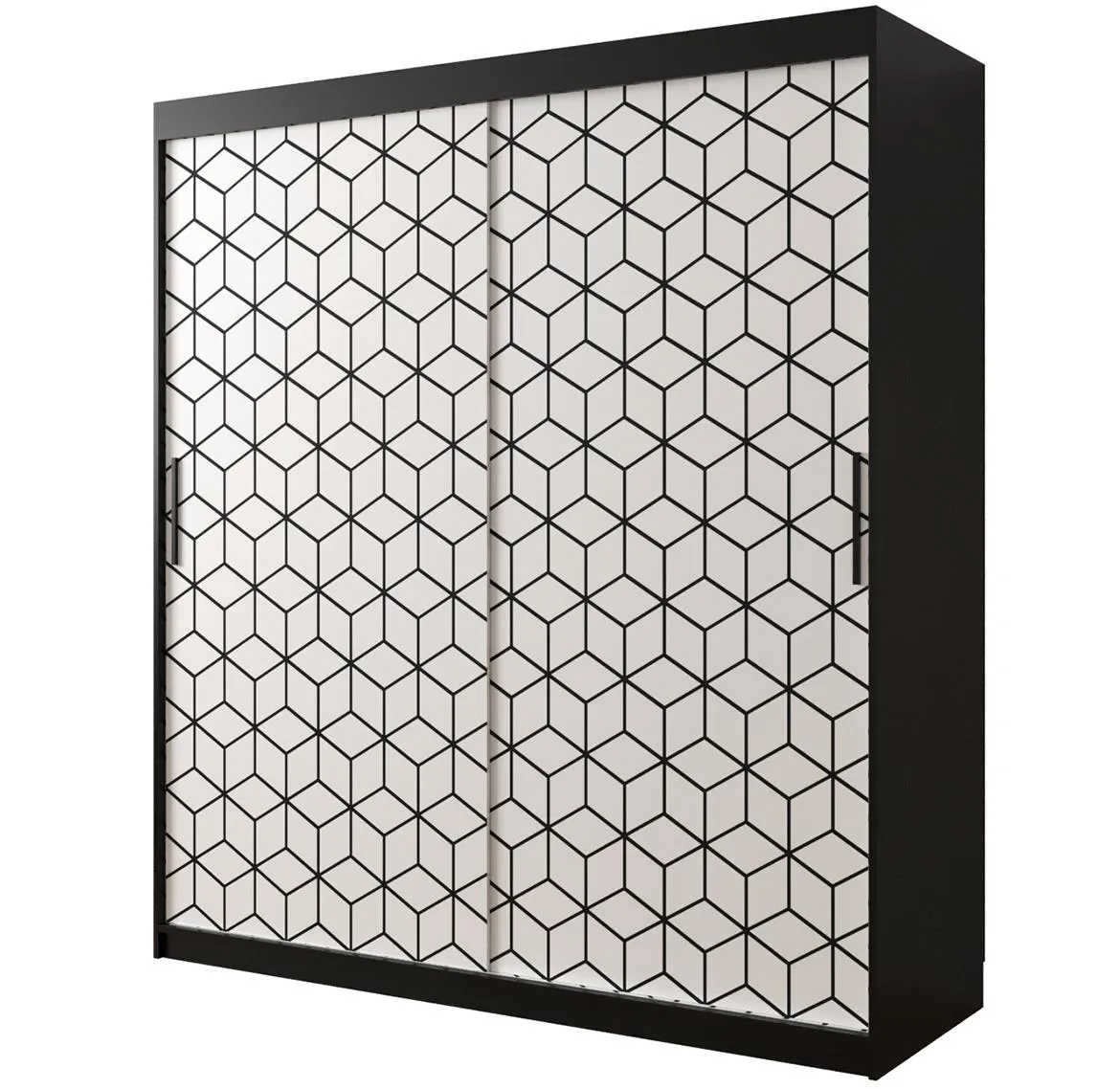 Hexagon ormar 2 vrata 180x62x200 cm crno/beli
