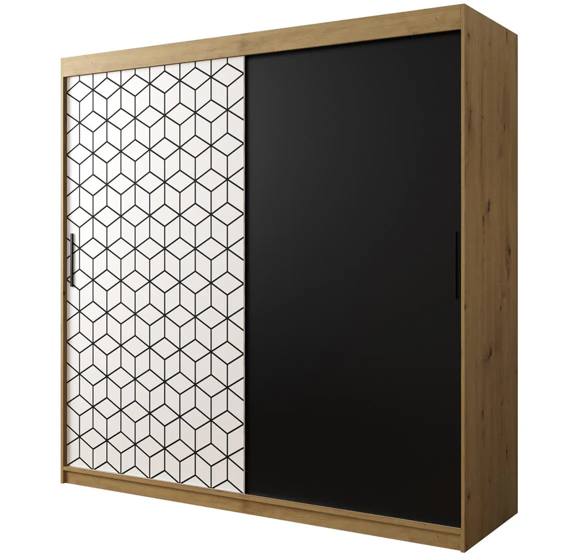 Hexagon ormar 2 vrata 200x62x200 cm natur (artisan hrast)/crni/beli