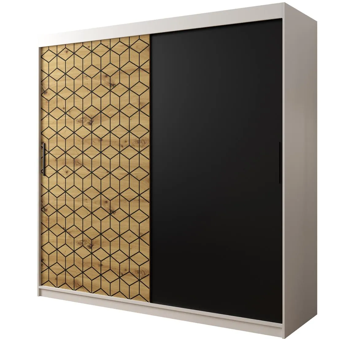Hexagon ormar 2 vrata 200x62x200 cm natur (artisan hrast)/crni/beli