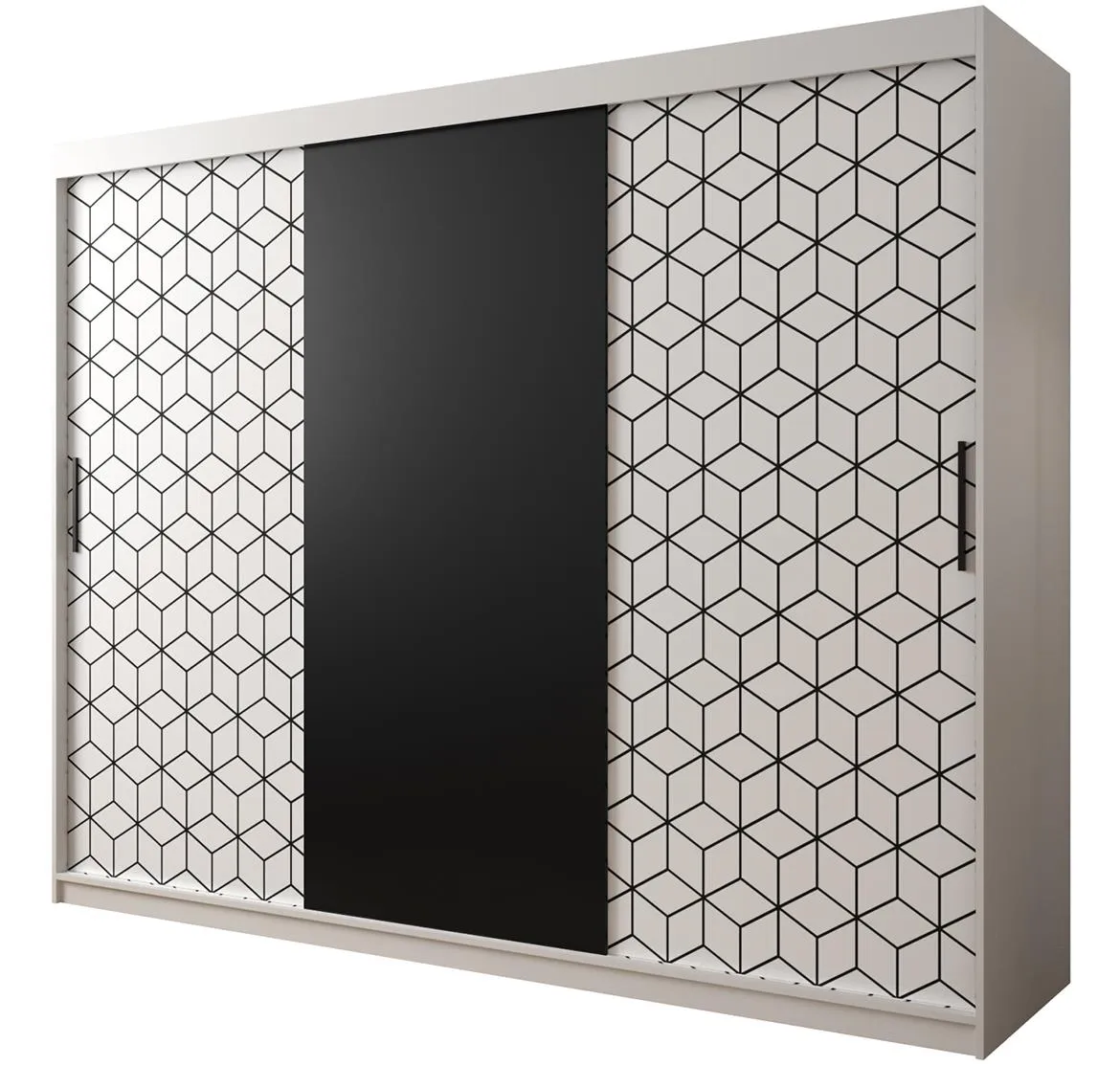 Hexagon ormar 3 vrata 250x62x200 cm crno/beli