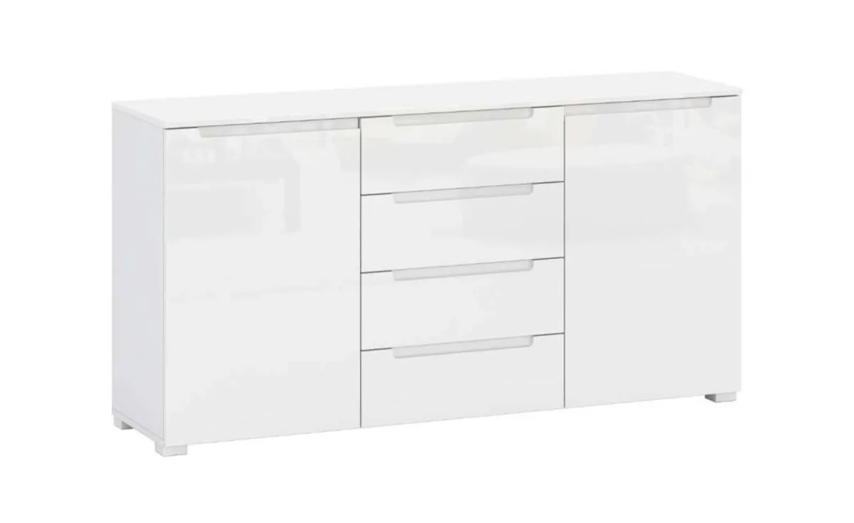 HILL KOMODA 2 VRATA + 4 LADICE 155,4x40x80 BIJELA SJAJ