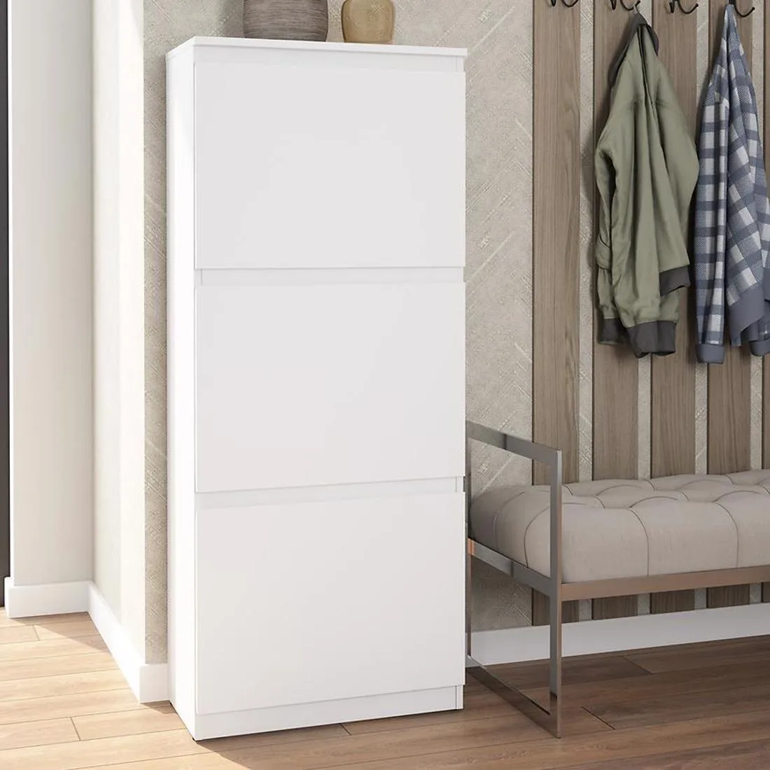 Hugo 3 cipelarnik 50x30x140,3 cm bela