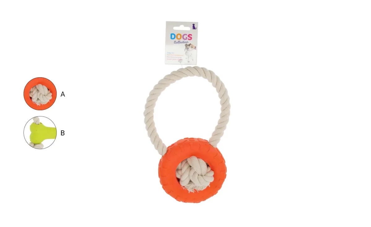Igračka za pse od užeta sa gumenom igračkom 25x13,5x4,2 cm