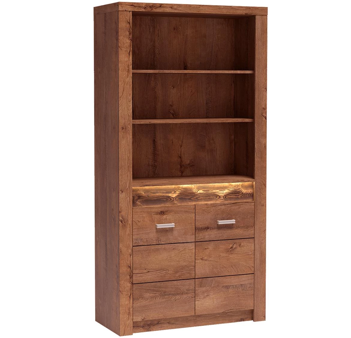 Indianapolis polica 2 vrata+3 otvora 96x42x192 tamni hrast