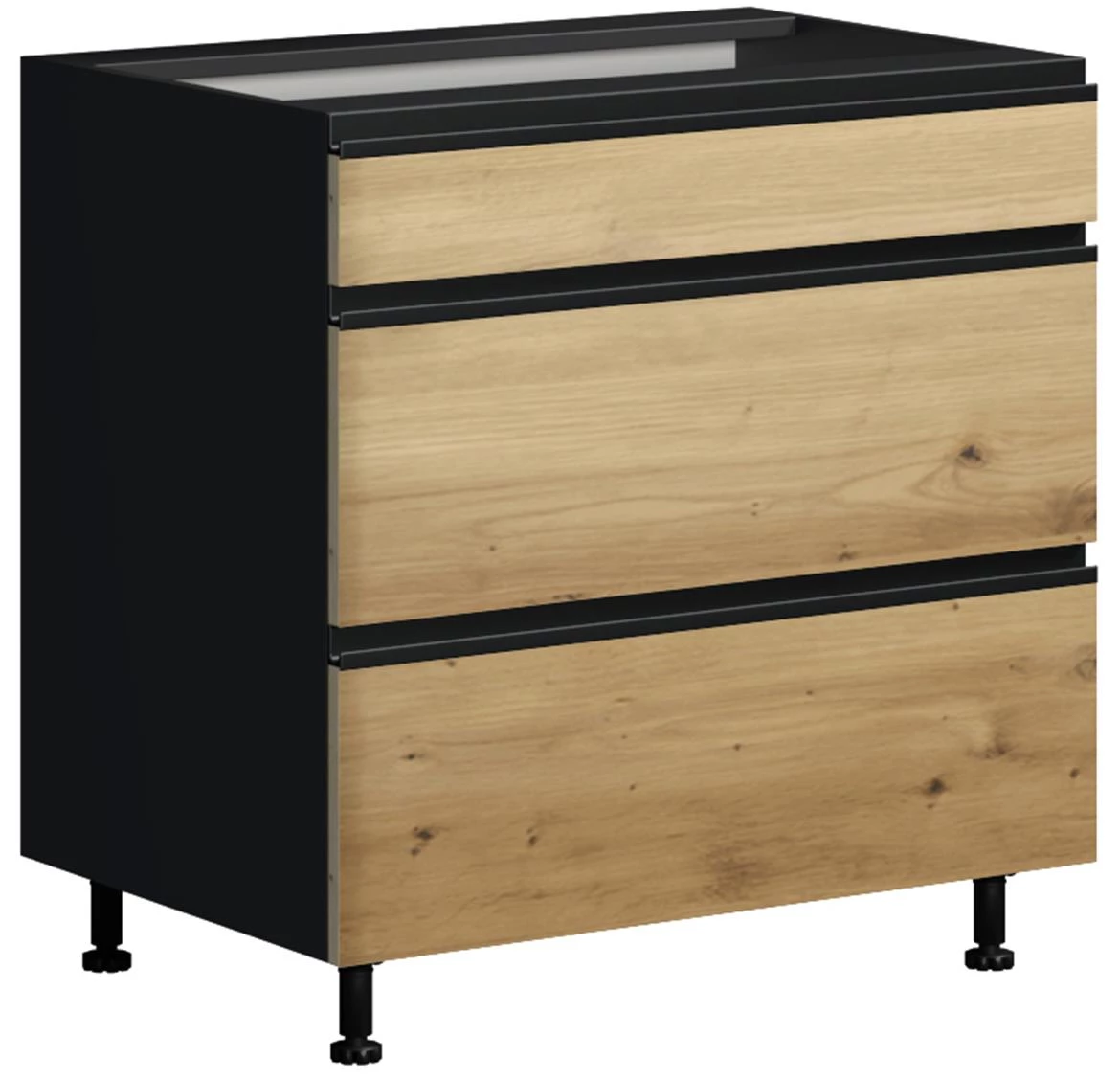 Industry D80 3SZ METALBOX kuhinjska baza 3fioke 80x54,5(60)x82 crni/artisan