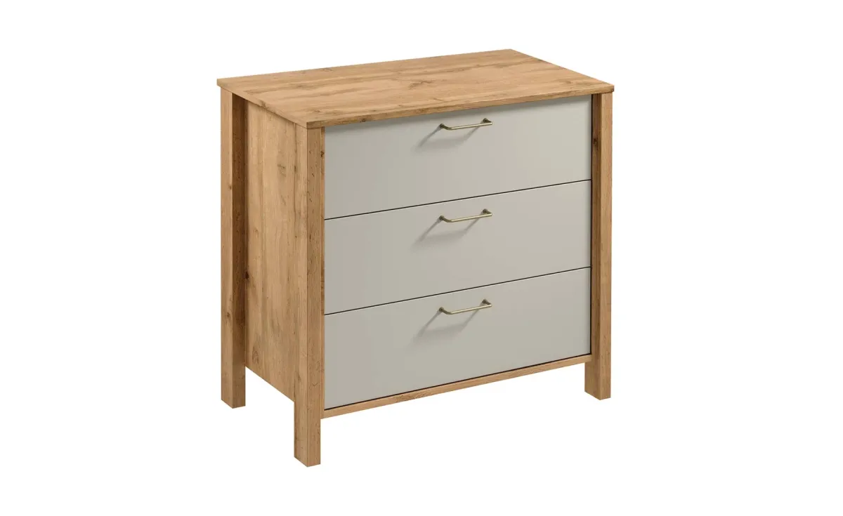 Indygo komoda 3 fioke 90x46,5x81 cm wotan hrast/bež