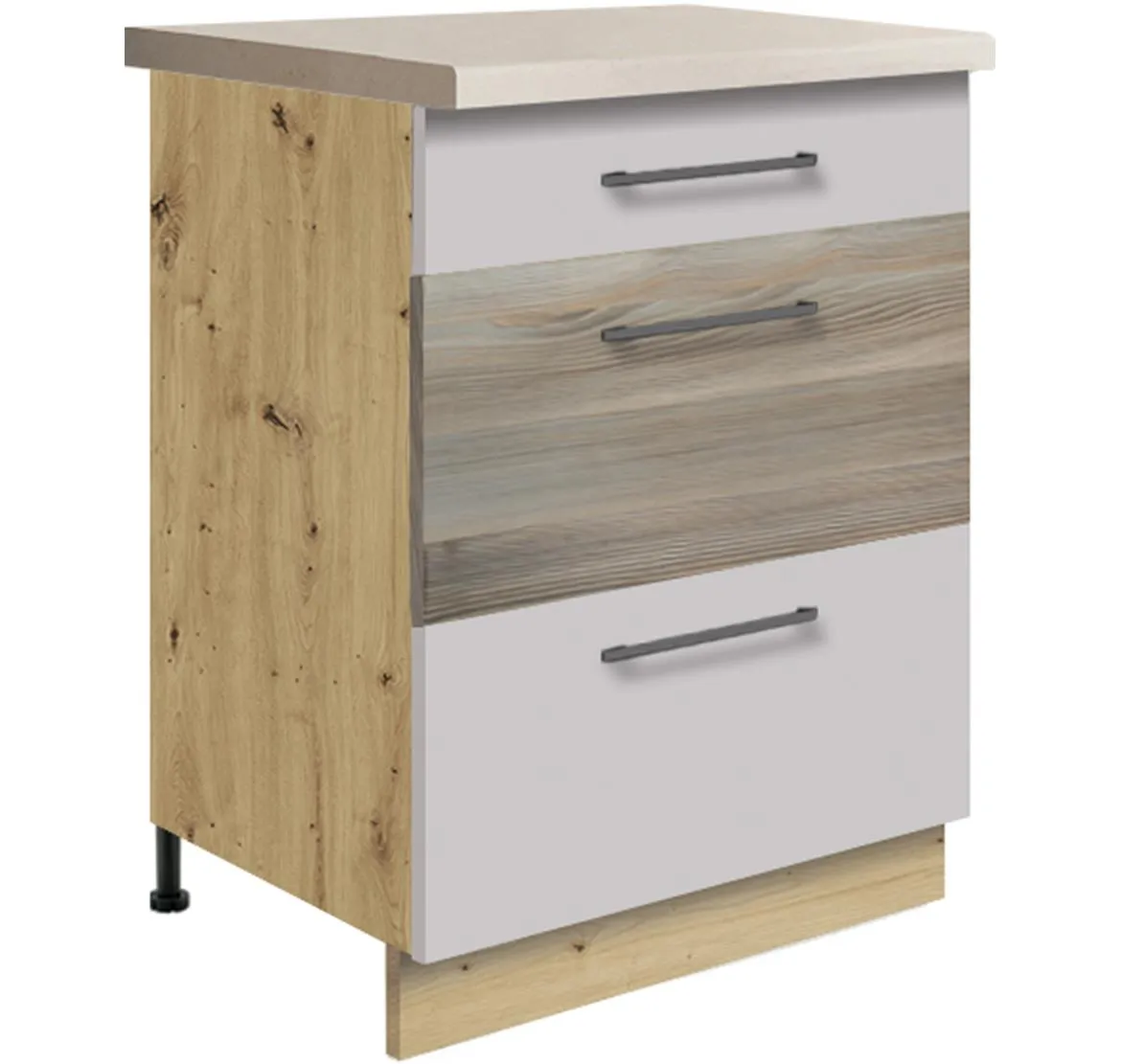Infinity 10D kuhinjski element 3 fioke 60x51x82 cm latte/hrast