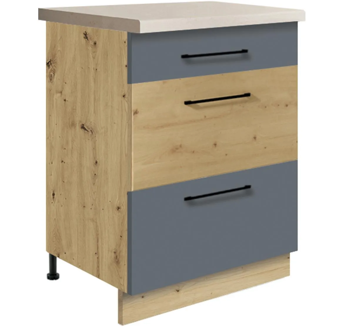 Infinity 10D kuhinjski element 3 fioke 60x51x82 cm siva/hrast