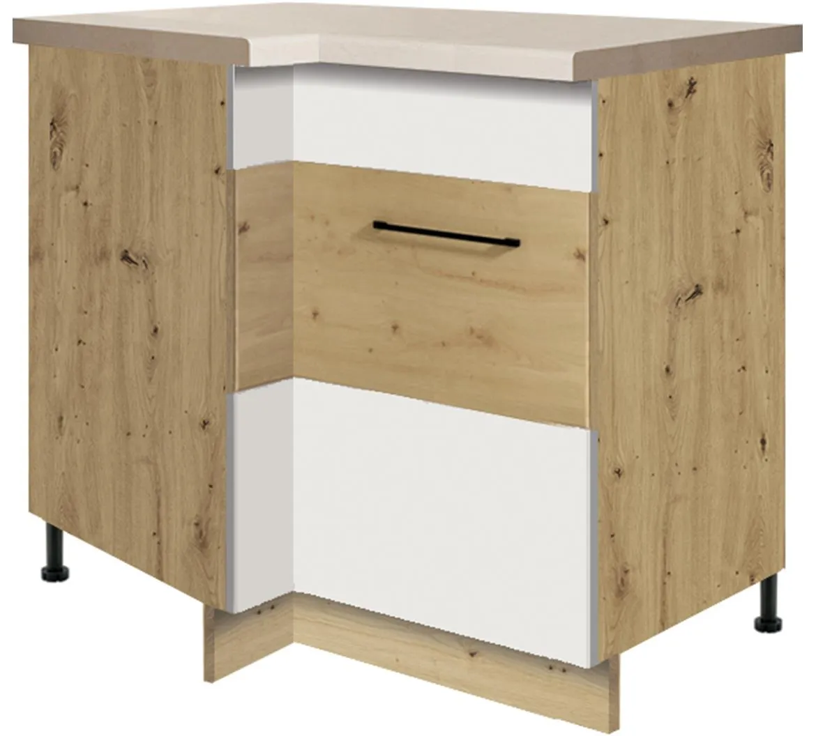 Infinity 14D kutni kuhinjski element 1 vrata 100x70x82 cm bela/hrast