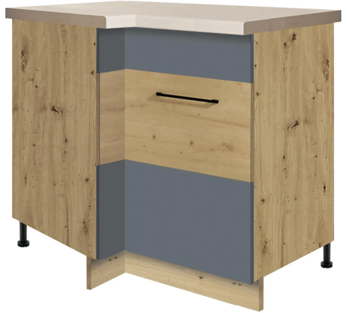 Infinity 14D kutni kuhinjski element 1 vrata 100x70x82 cm siva/hrast