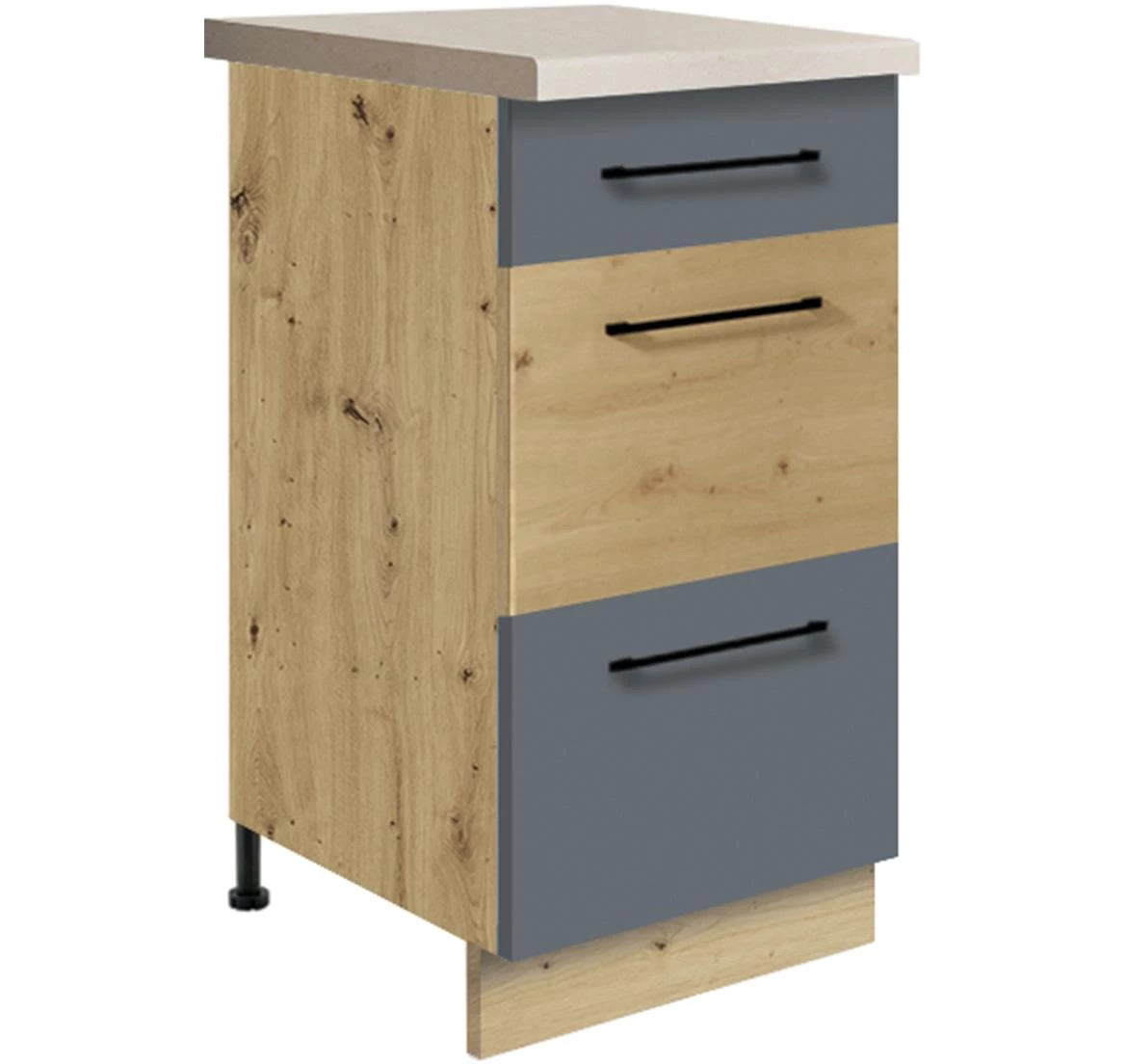 Infinity 8D kuhinjski element 3 fioke 40x51x82 cm siva/hrast