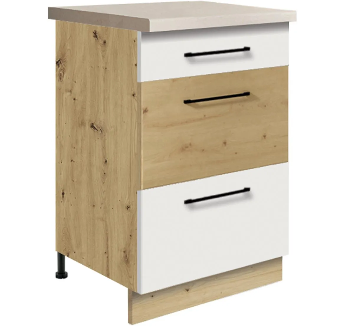 Infinity 9D kuhinjski element 3 fioke 50x51x82 cm bela/hrast