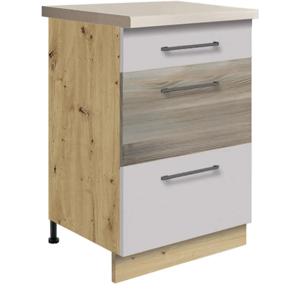 Infinity 9D kuhinjski element 3 fioke 50x51x82 cm latte/hrast