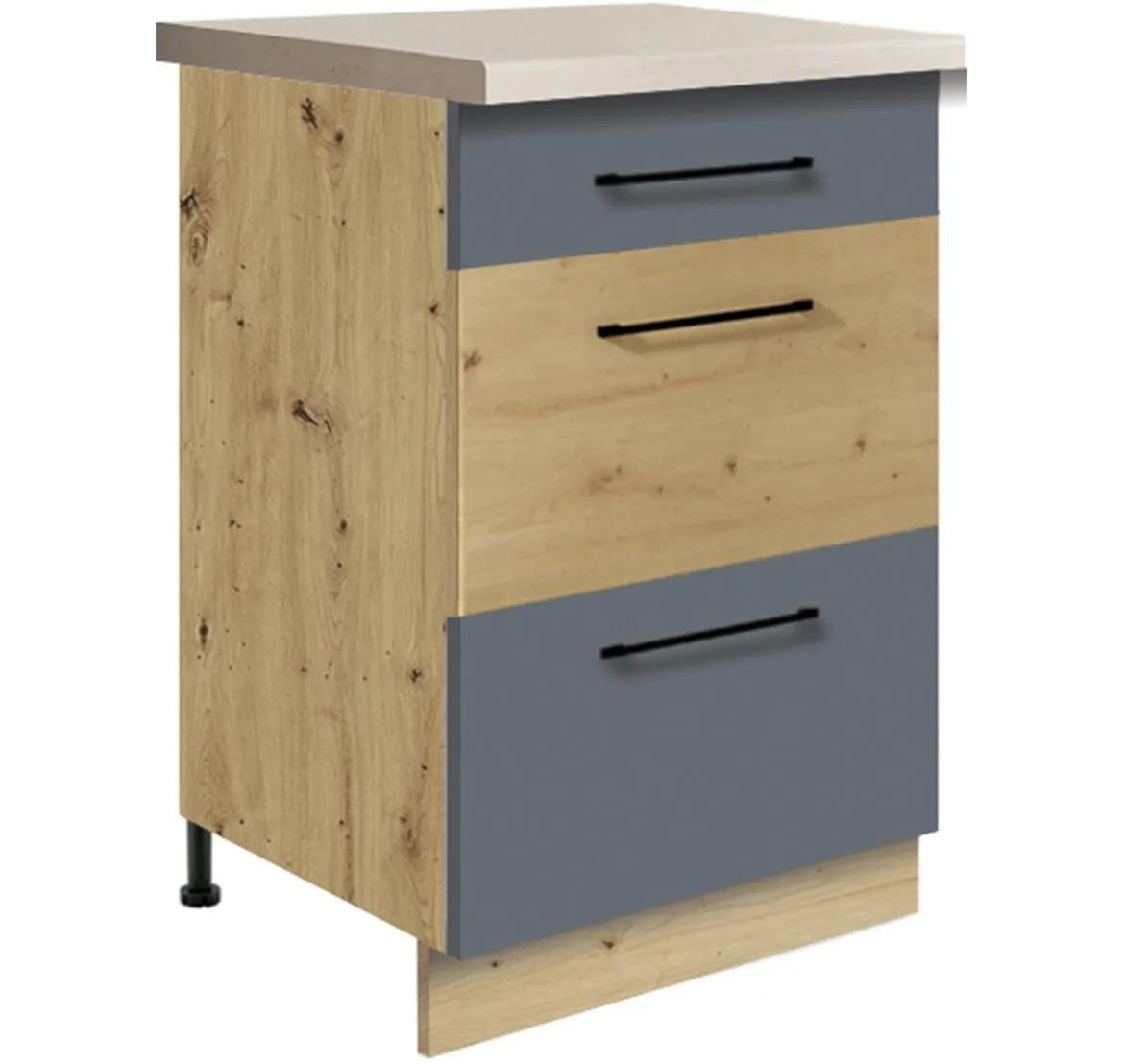 Infinity 9D kuhinjski element 3 fioke 50x51x82 cm siva/hrast