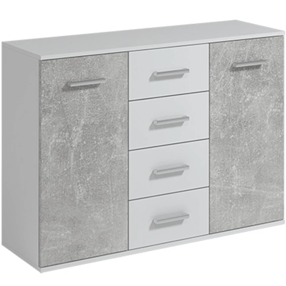 Jacob II komoda 2 vrata + 4 fioke 120x33x85 bela/beton