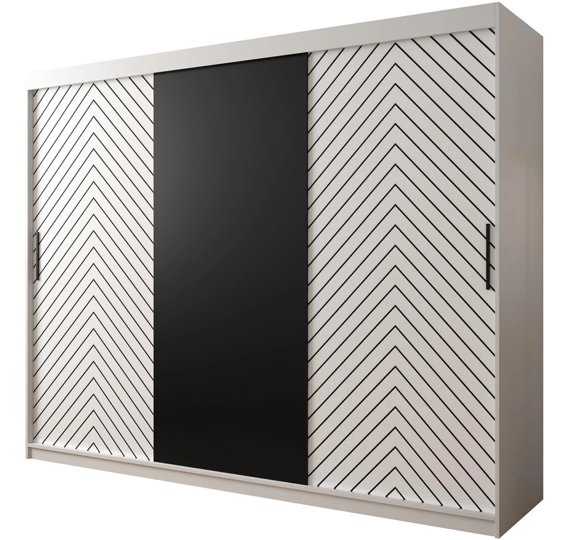 Jode ormar 3 vrata 250x62x200 bela /bela/crna