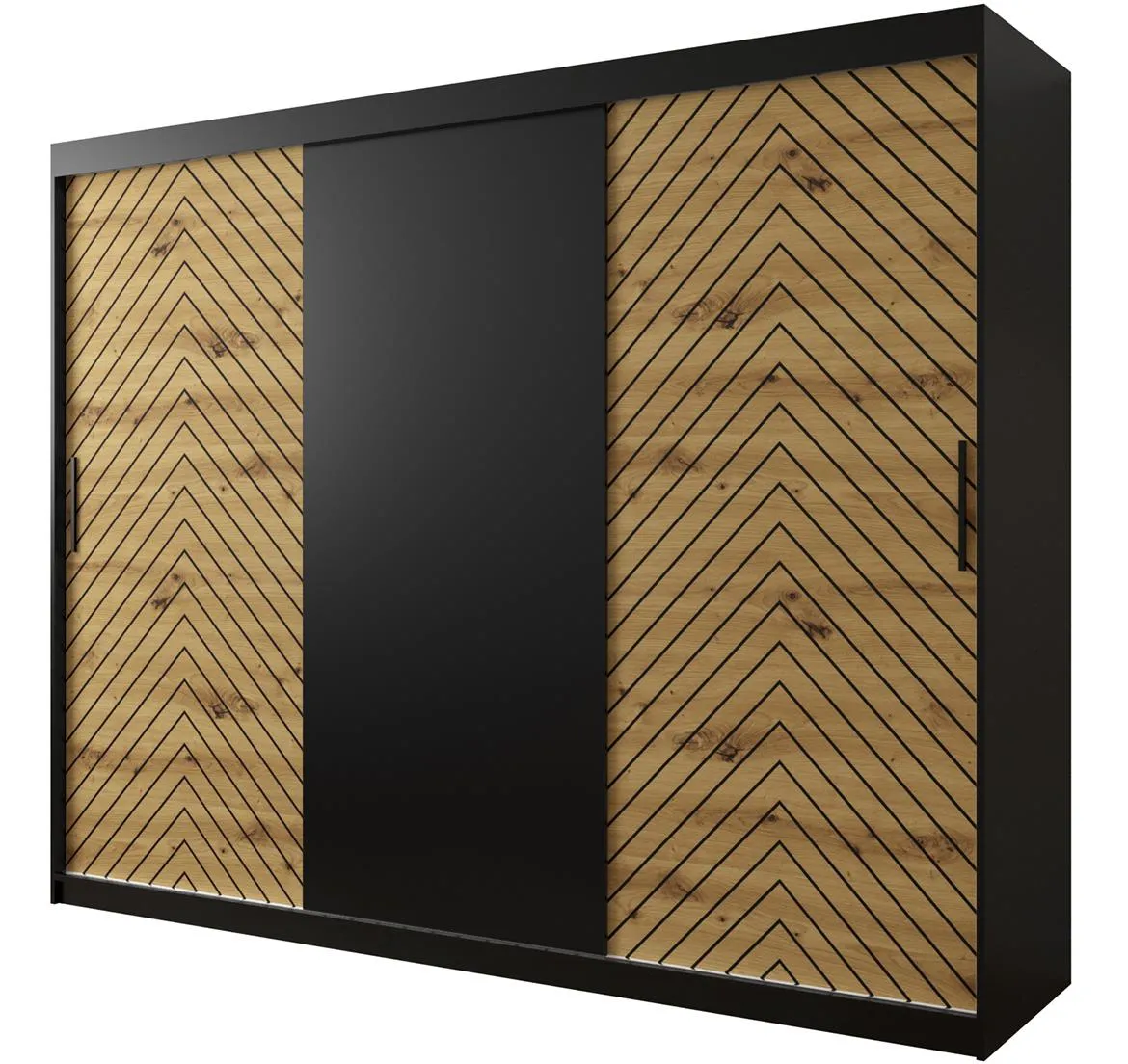 Jode ormar 3 vrata 250x62x200 crna /natur(artisan)/crna