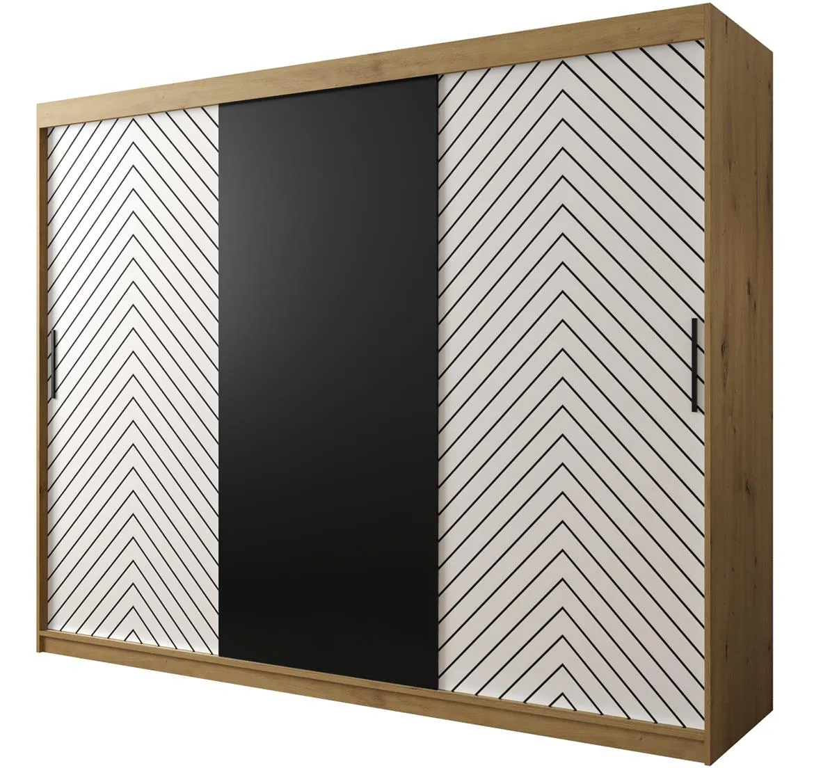 Jode ormar 3 vrata 250x62x200 natur(artisan) /bela/crna
