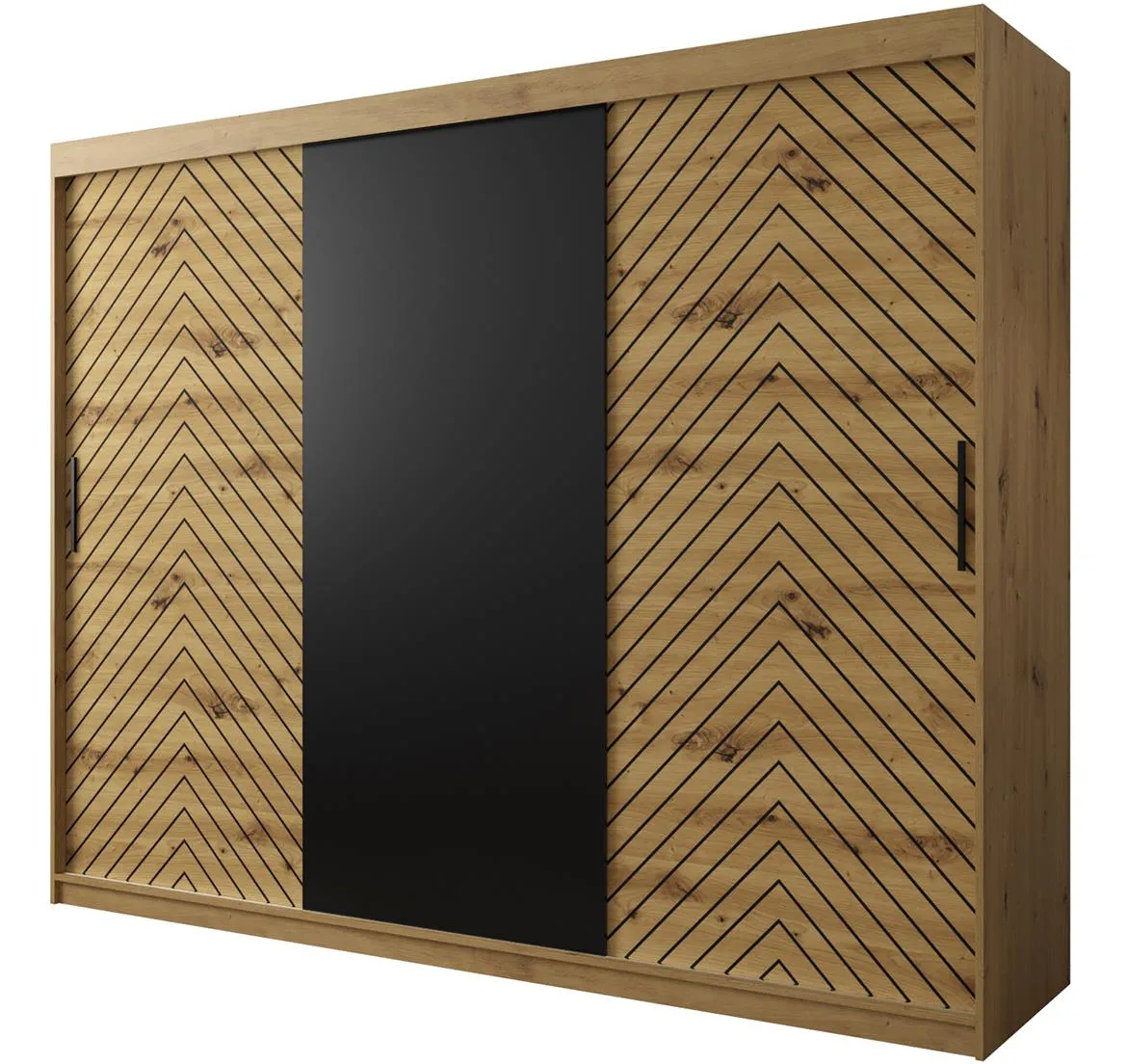 Jode ormar 3 vrata 250x62x200 natur(artisan) /natur(artisan)/crna