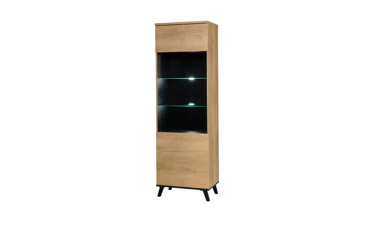 John uska vitrina 1 vrata 61x42x191 cm hrast/crna