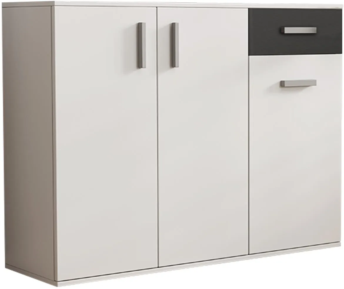 Justus komoda 3 vrata+1 fioka 108x35x82,5 belo/crna sjaj