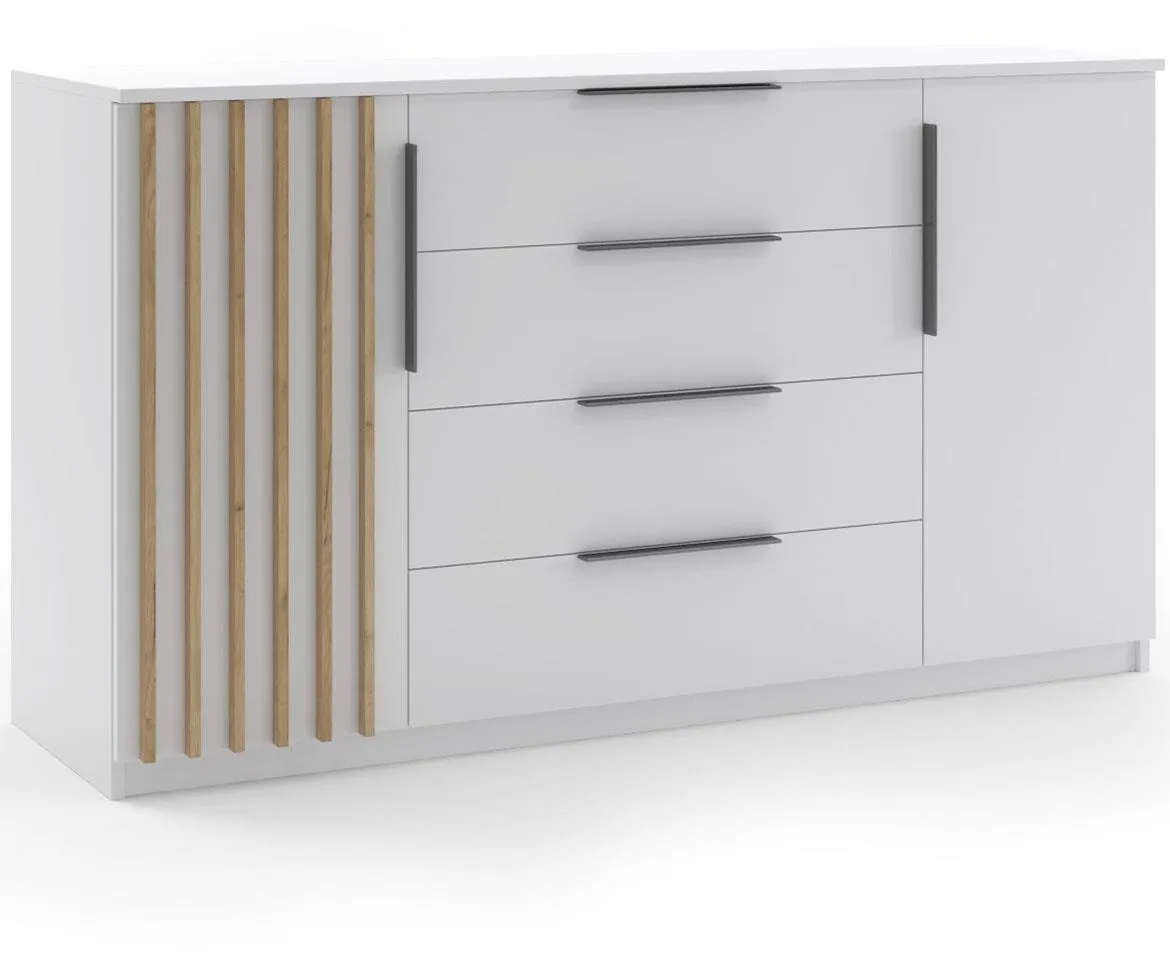 Kair komoda 2+4 fioke 160x48x89 bela/hrast