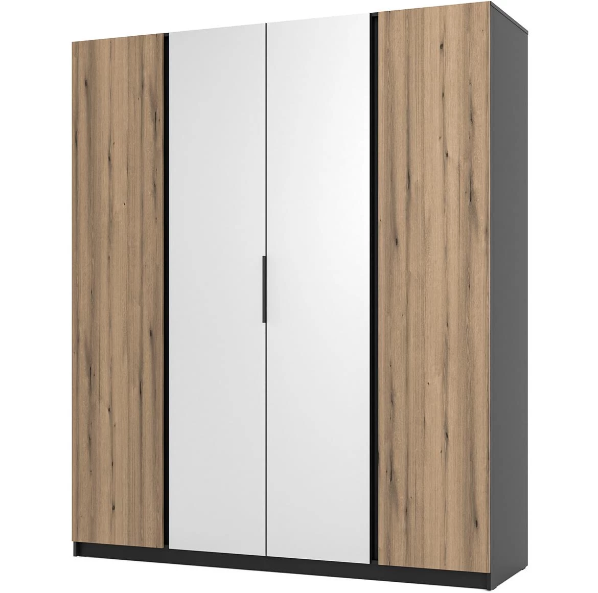 Kaja BL/EV 2F 2 ormar 4 vrata/ogledalo 200x62x239 cm hrast/crni