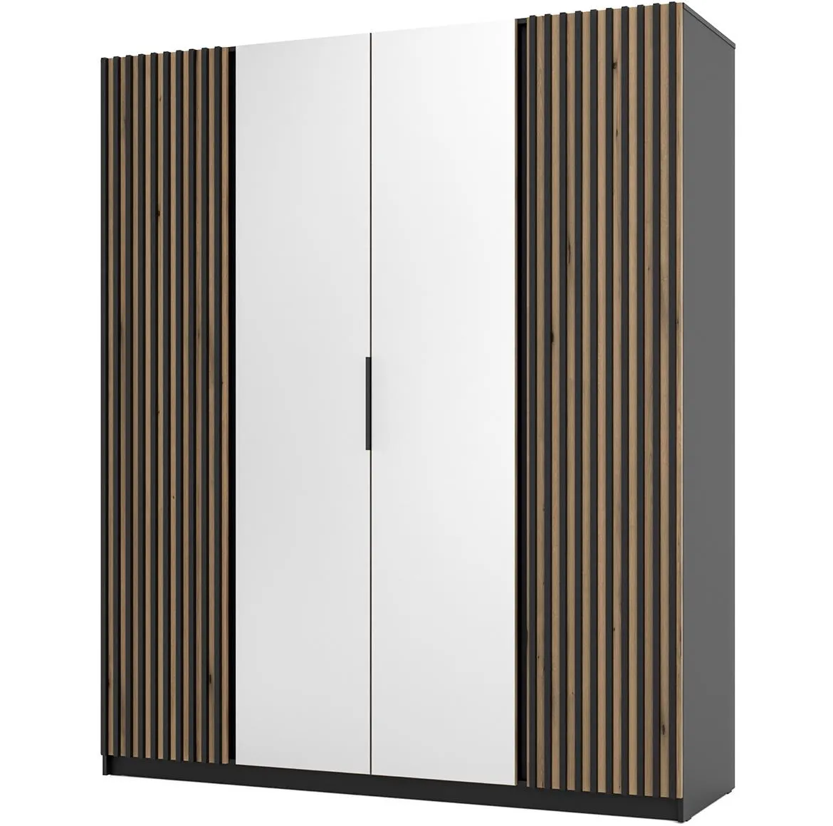 Kaja BL/EV-BL 2LAM 2 ormar 4 vrata/ogledalo 200x62x239 cm crni