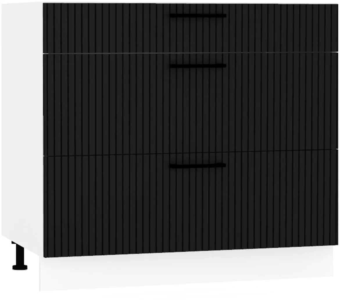 Kate d90pc s/3 kuhinjski element 3 fioke 90x52,4x82 cm belo/crni
