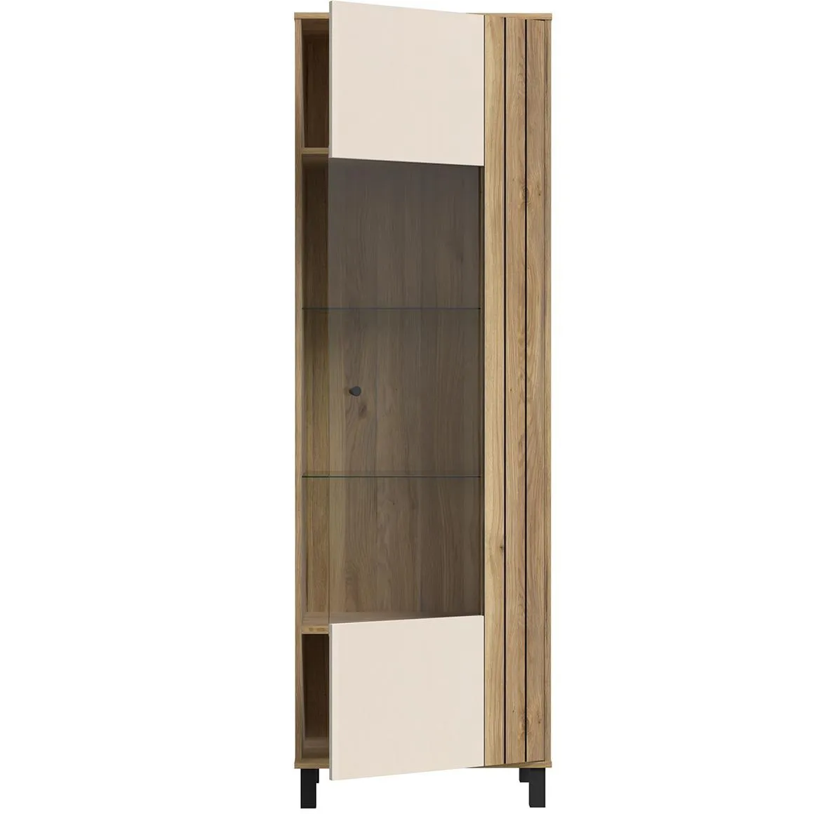 Killarney KQLV712 vitrina 1 vrata 63,4x42x195,8 cm bež/hrast
