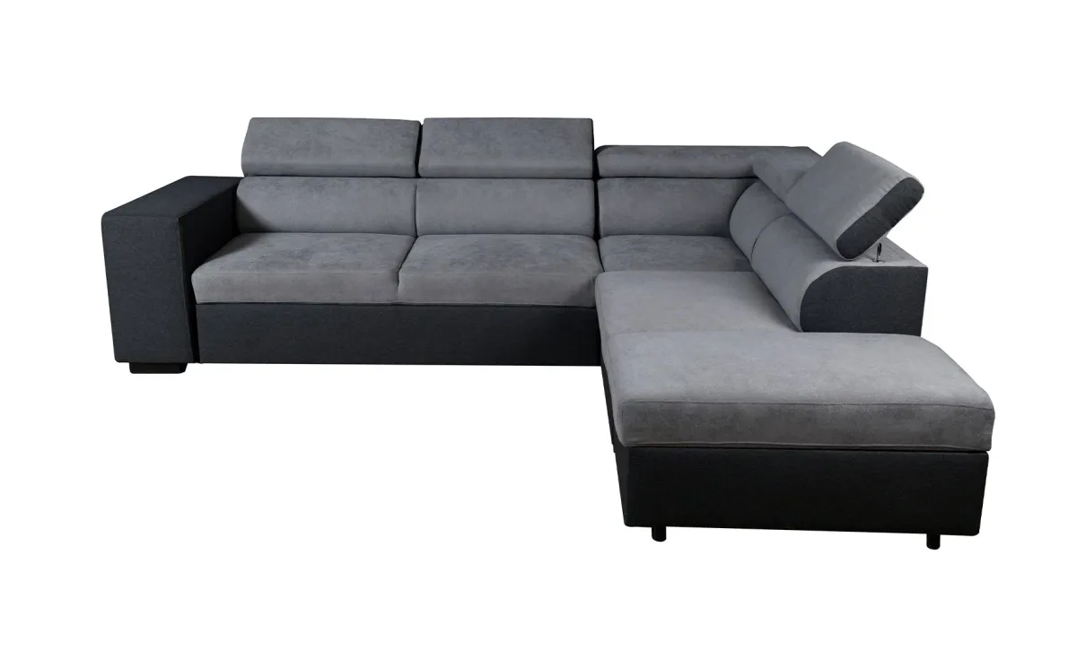 Klara ugaona garnitura sa ležajem i prostorom za odlaganje univerzalna 286x237x78/98 cm