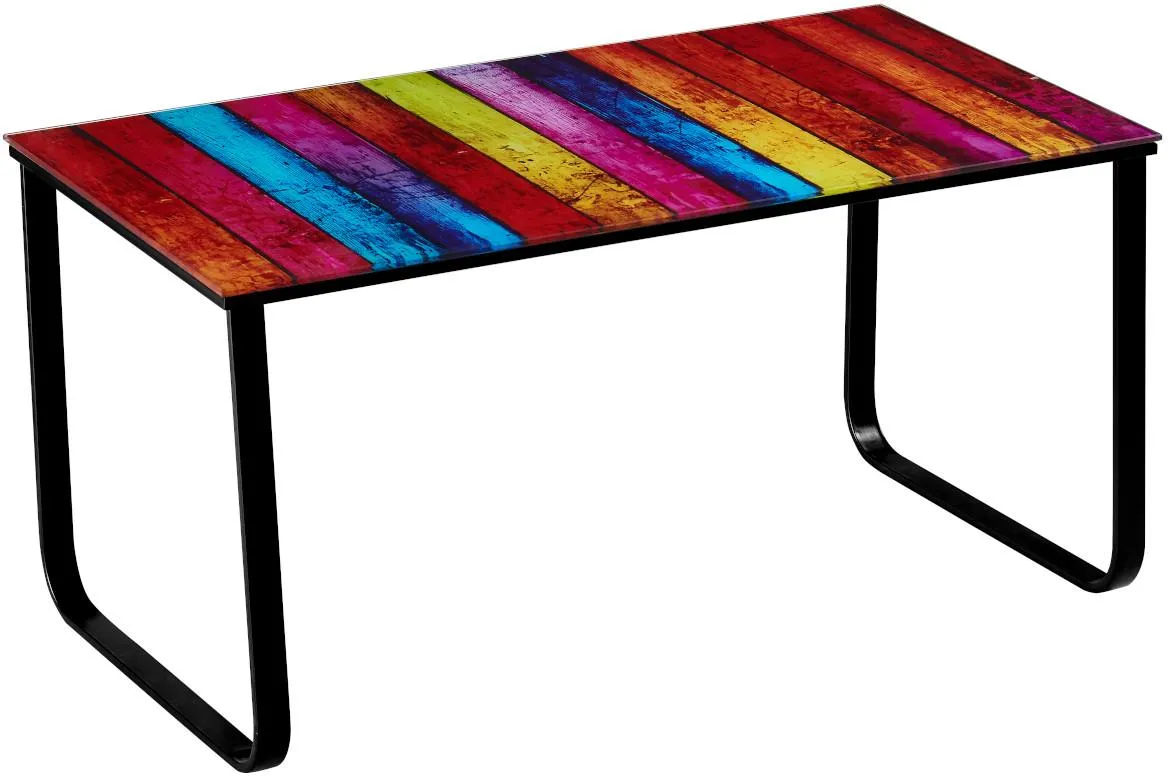 Klub sto Photo 110x60x45 cm crni/motiv duge