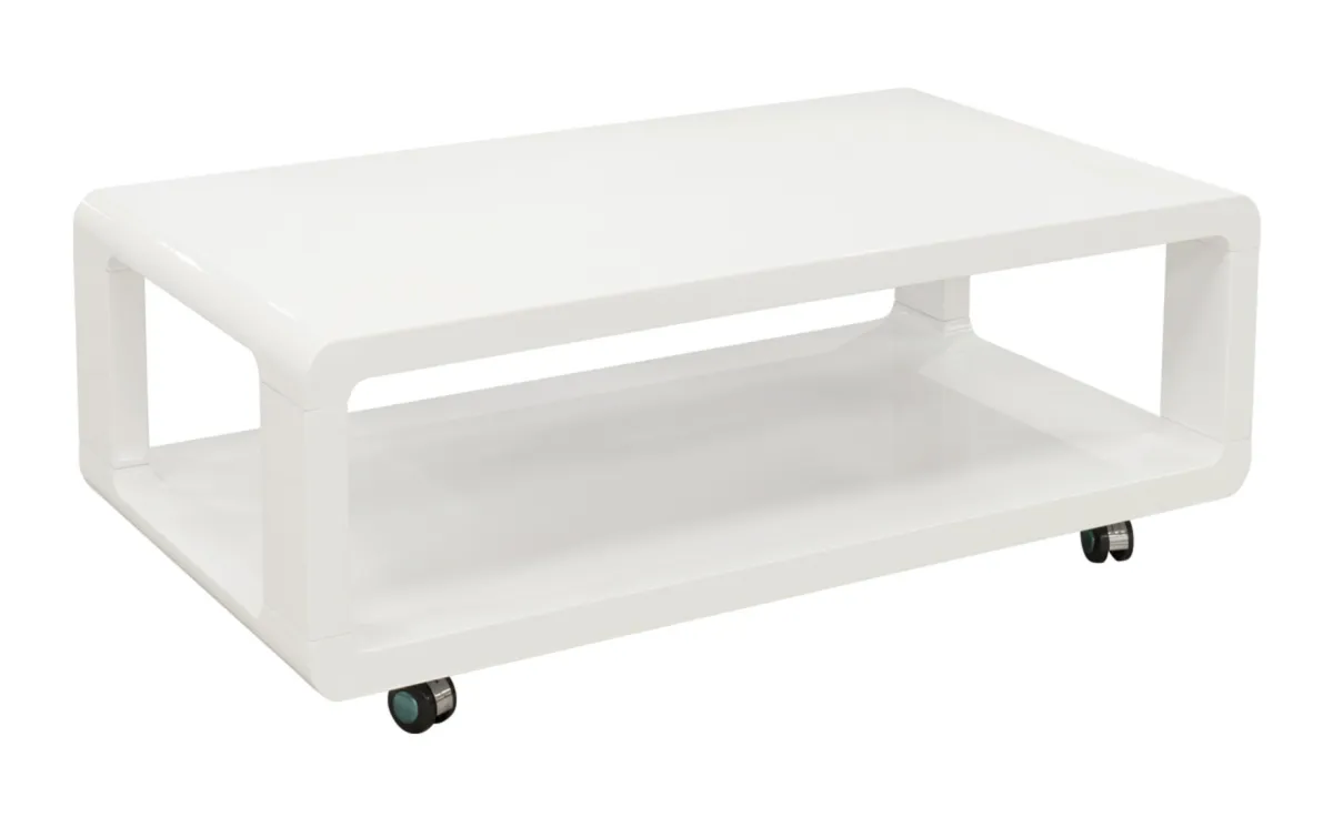 Klub sto Shelby sa policom i točkićima 105x58x38,5 cm beli