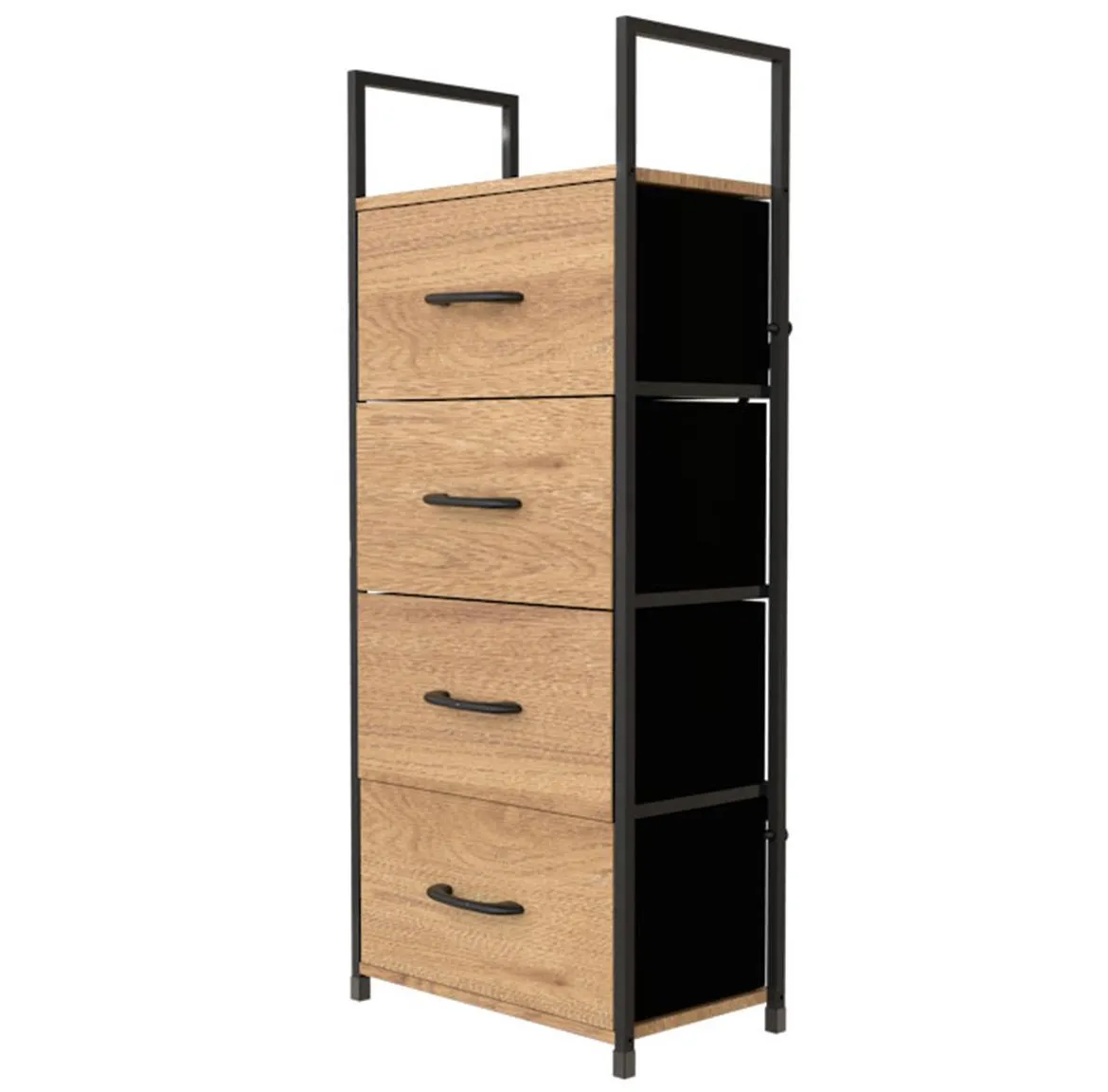 Komoda 9329 4 fioke 40,6x23,5x100 natural/crna
