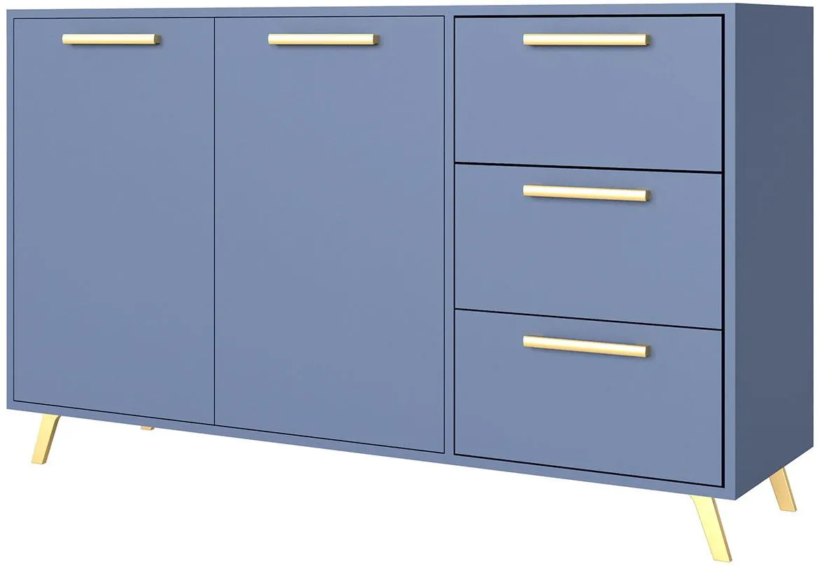 Komoda Bali 140  2 vrata+3 fioke 138,5x41x86 cm plava