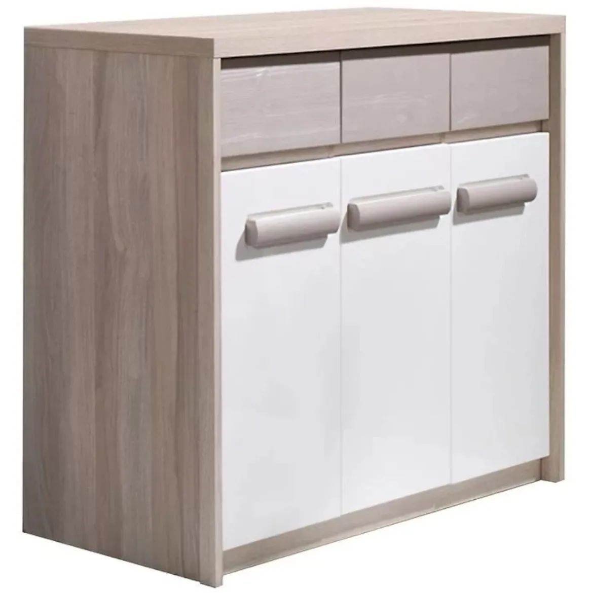 Komoda Roma 3 vrata+3 fioke 135x43x104 natur ( sonoma hrast)/bela