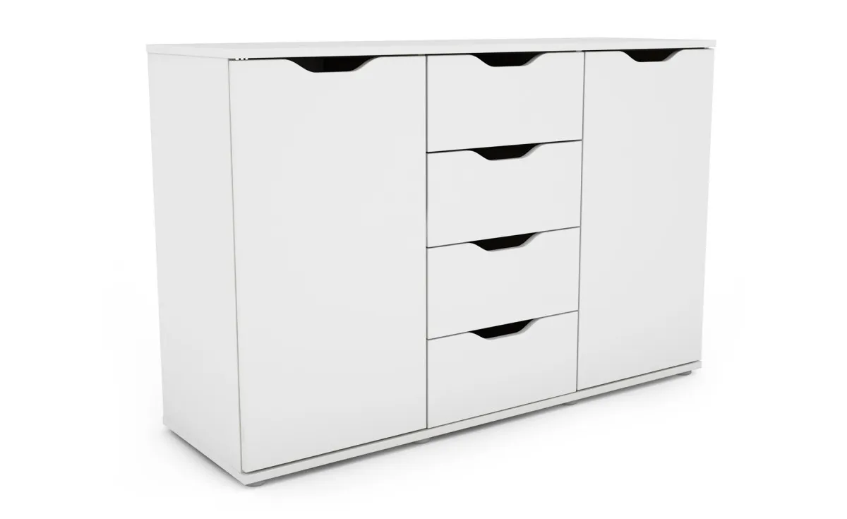 Komoda Saga 2 vrata + 4 fioke 120x38x79 cm bela