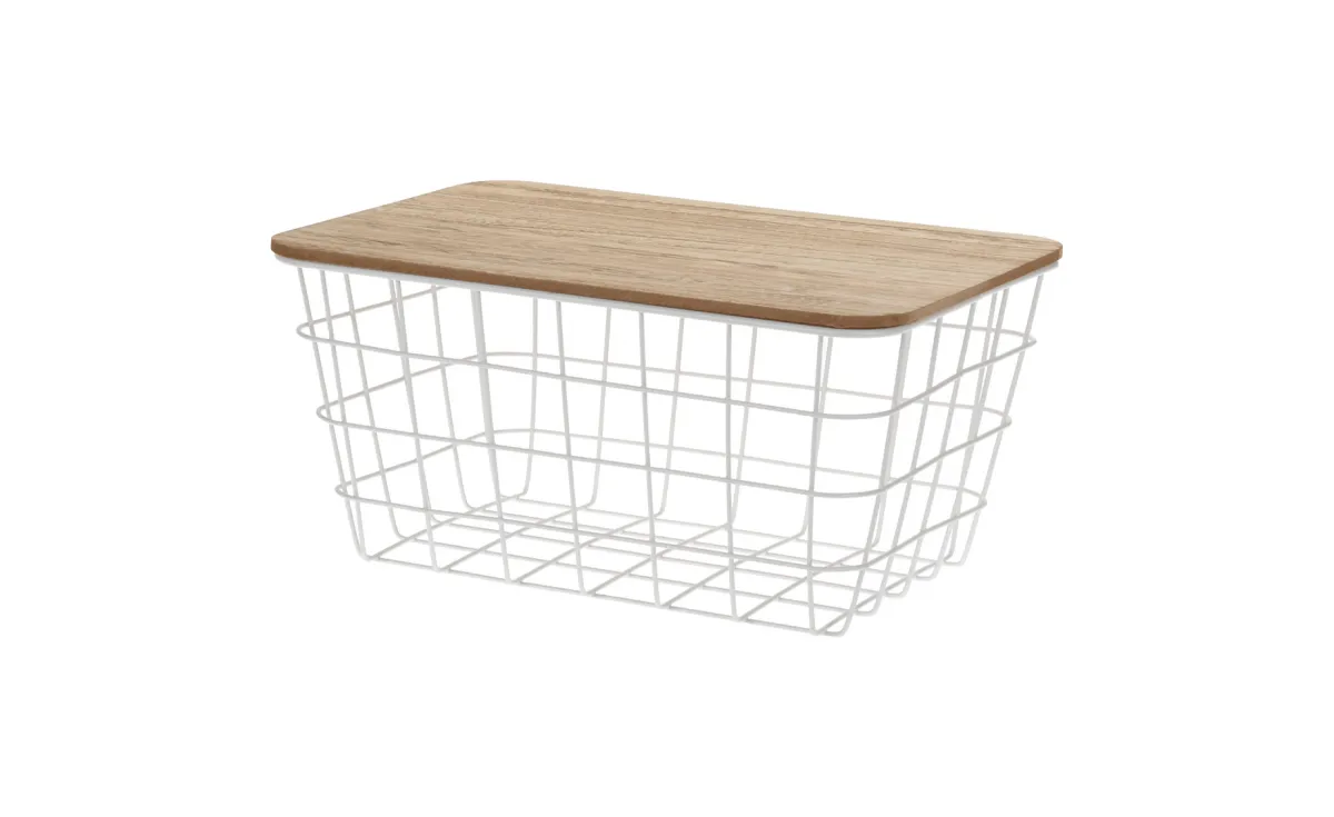 Korpa za odlaganje s poklopcem Lisa 31x22x16cm bela