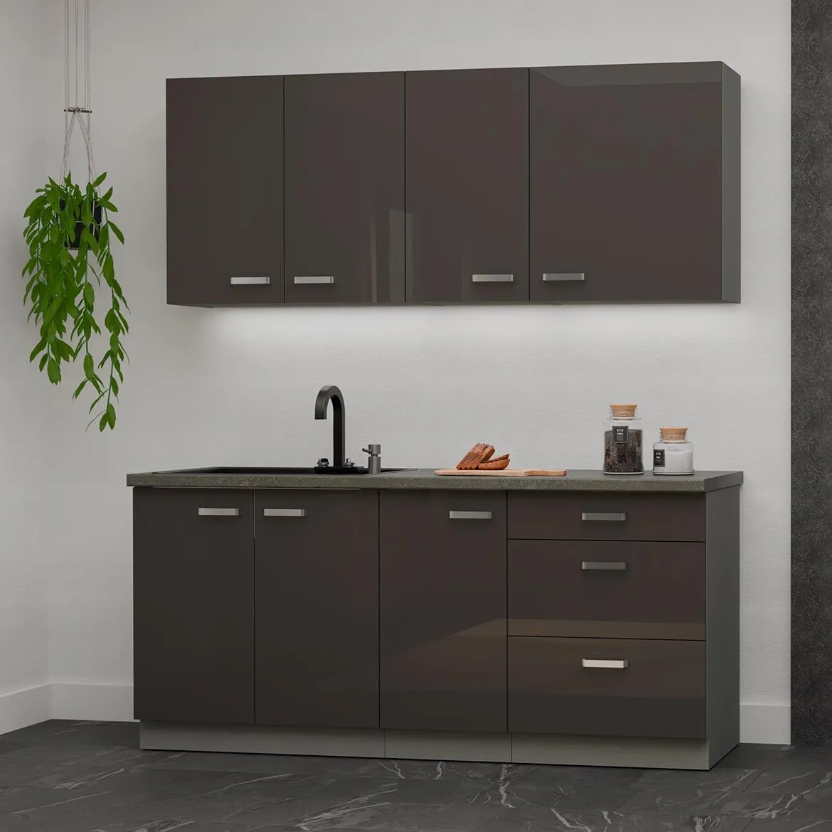 Kuhinja siva 180x52x200 cm bez radne ploce