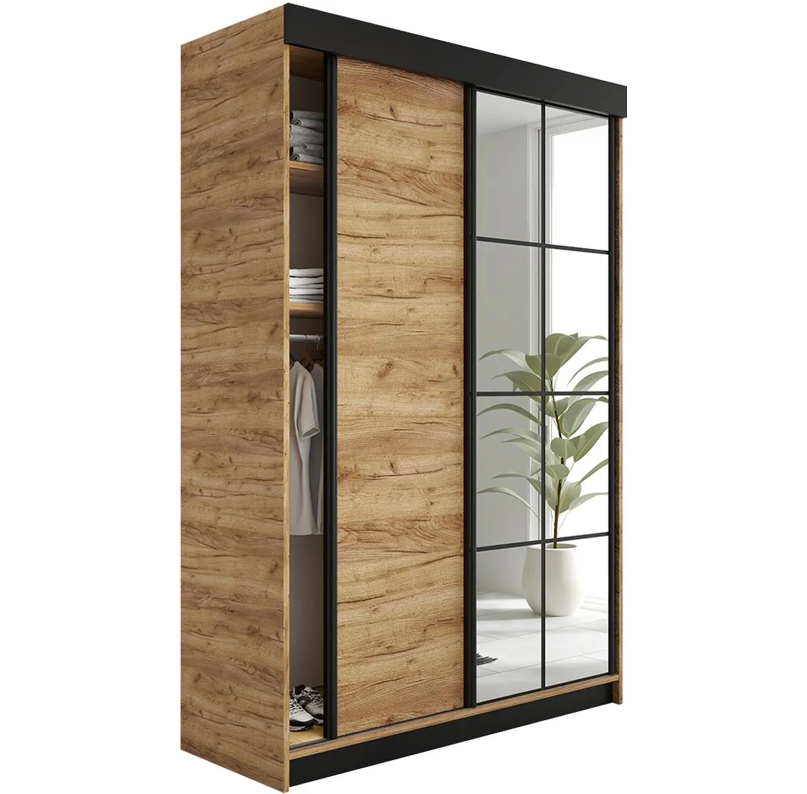 Lamaro klizni ormar 2 vrata/ogledalo 167x59x205 cm hrast