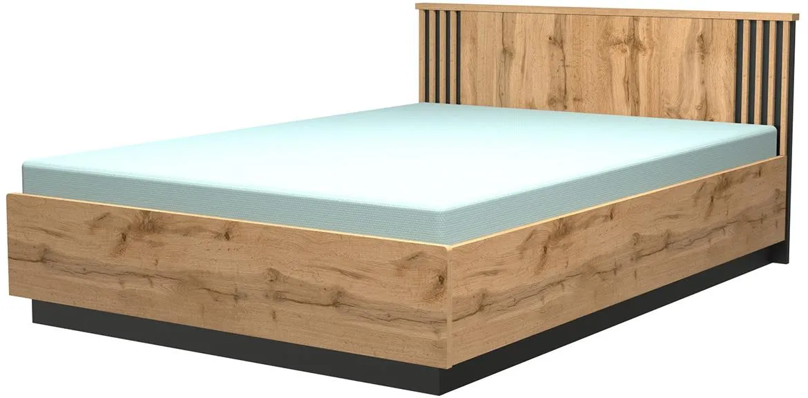 Lamelo LA16 krevet S/P 166,8x208,4x83,3 cm natur(wotan hrast)/crni