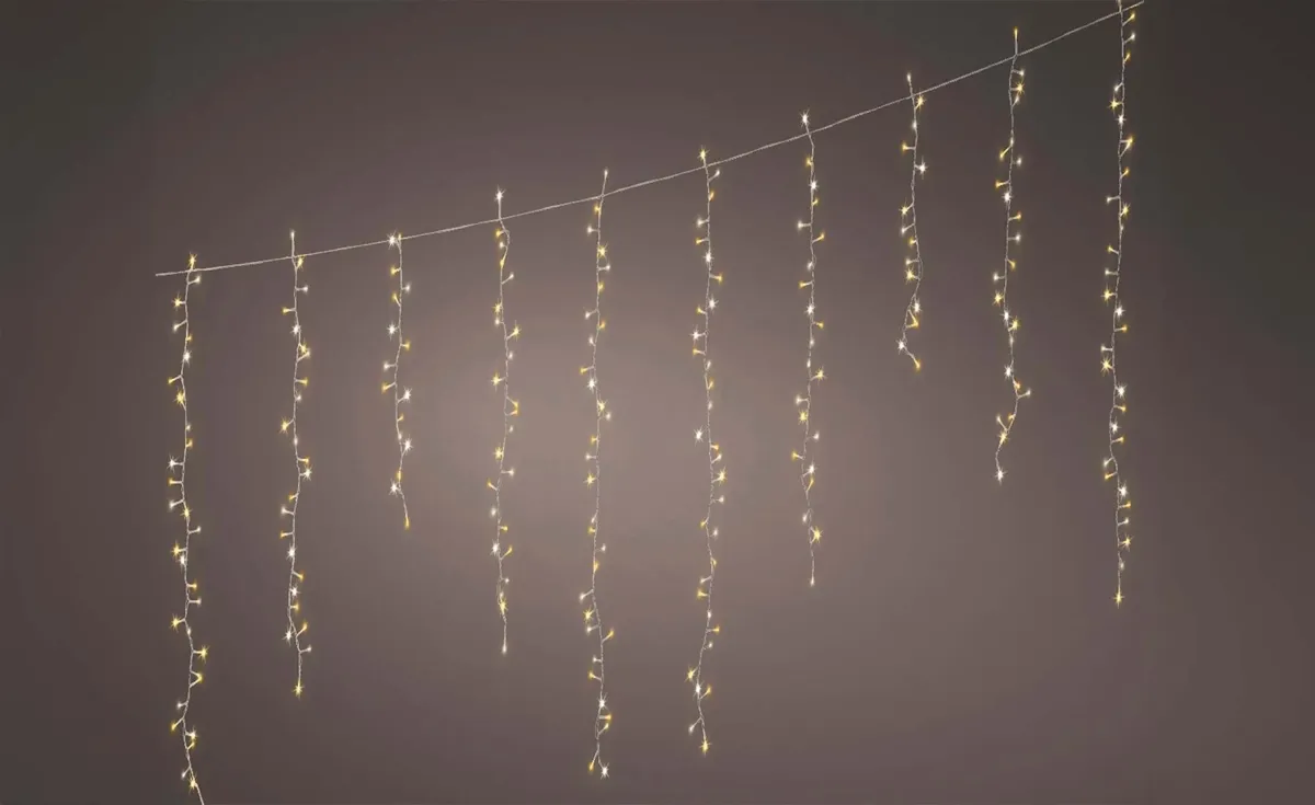 Lampice Compact icicle 256LED white/warm white 375x60cm