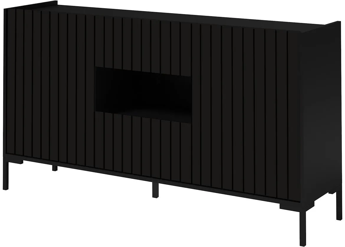 Lando 3 komoda 2 vrata + 2 fioke 150x40x83 cm crna