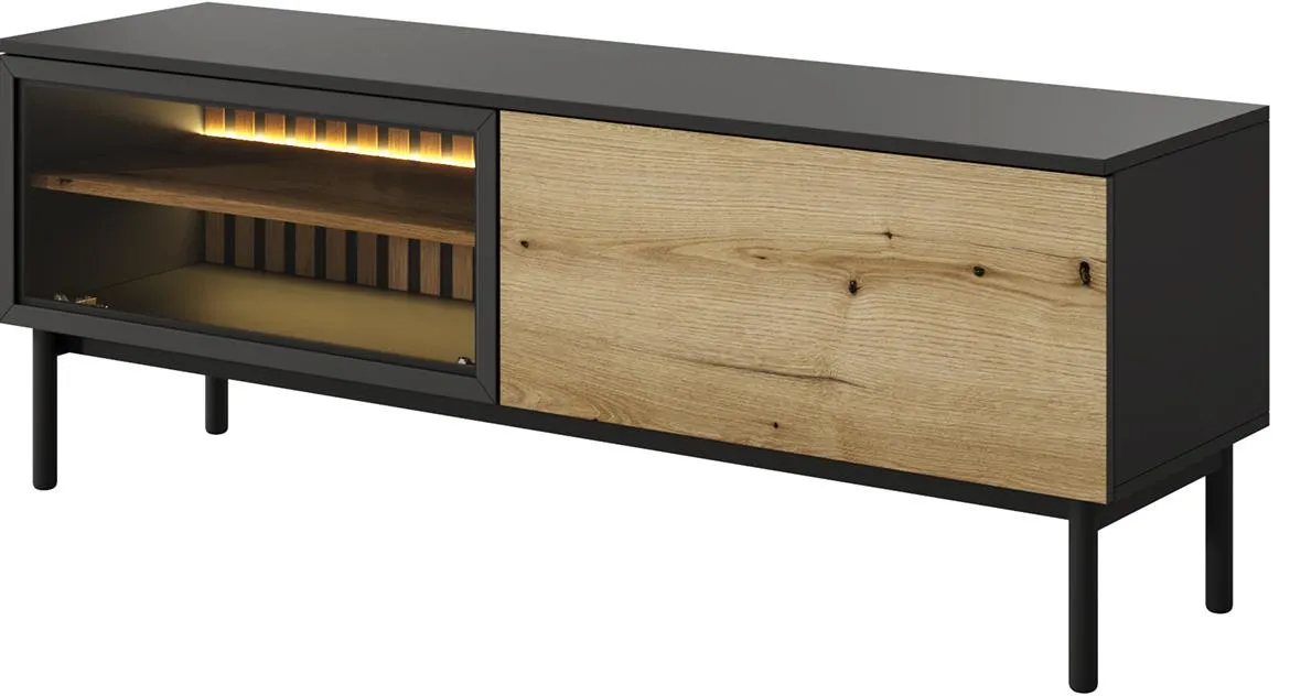 Lang E TV komoda 2 vrata 149,9x39,4x54,8 cm hrast/crni
