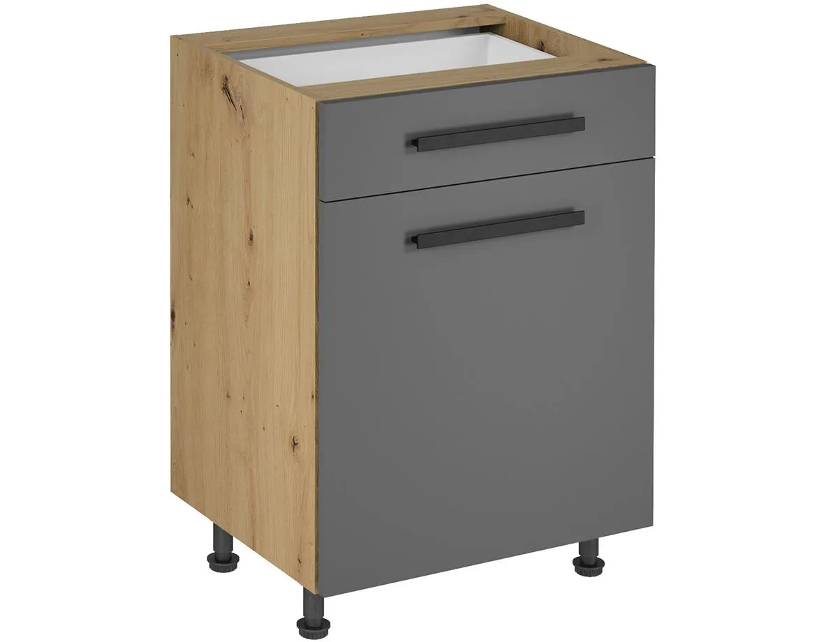 Langen d60s1 kuhinjski element 1 vrata+1 fioka 60x47x82 cm natur 8artisan hrast)/sivi