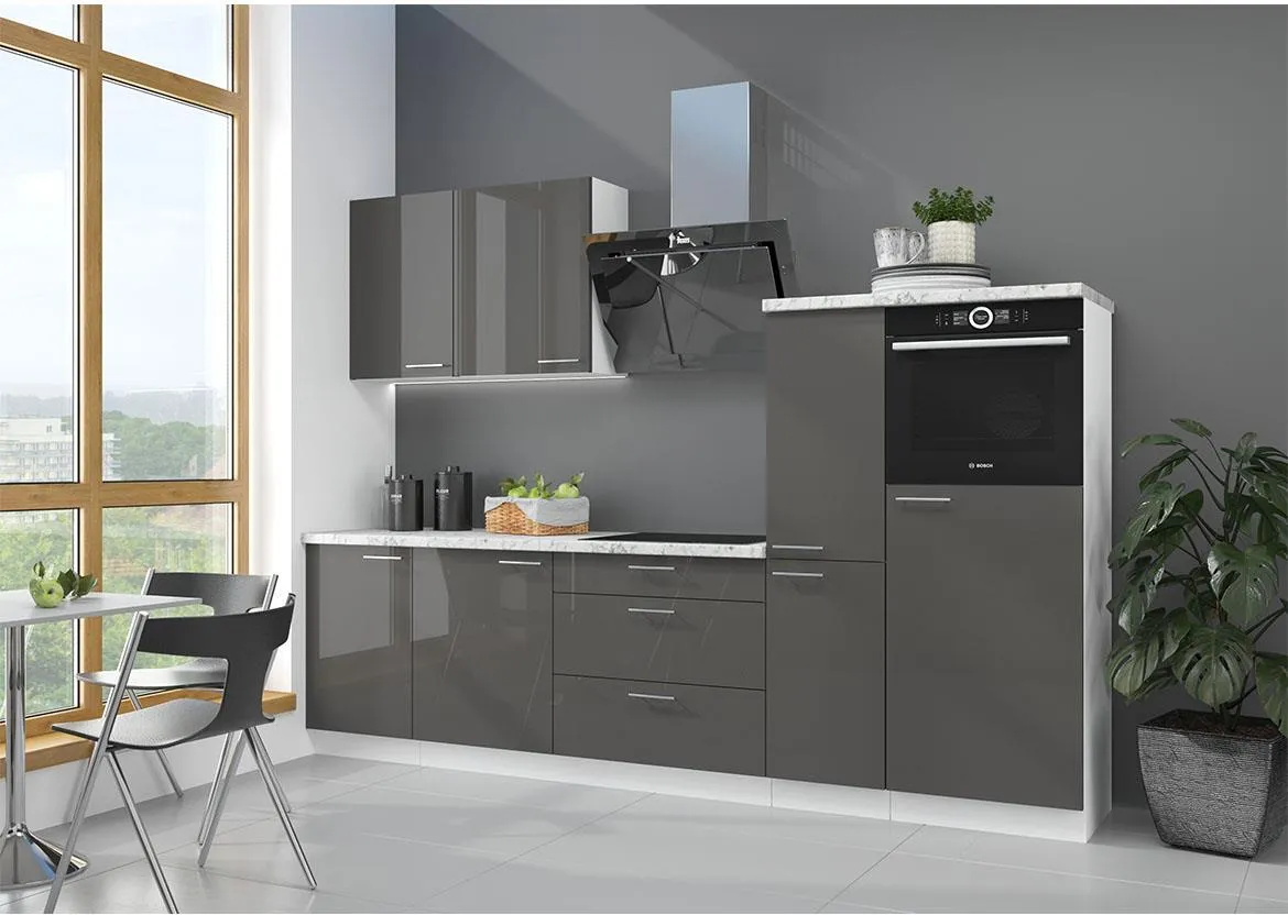 Lara 280 blok kuhinja bez aparata 280x52x210 cm sivo/bela