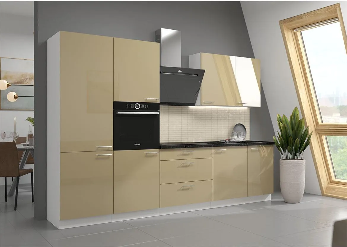 Lara 310 blok kuhinja bez aparata 310x52x210 cm cappuccino/bela