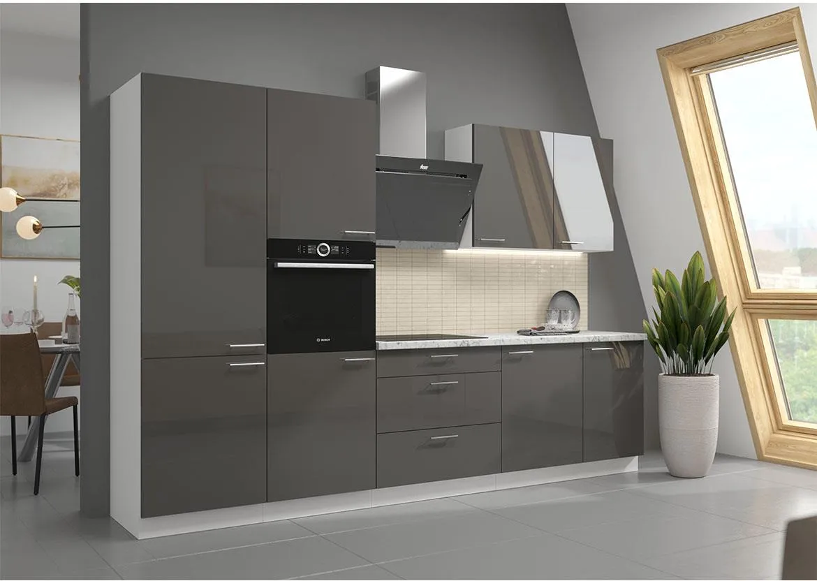 Lara 310 blok kuhinja bez aparata 310x52x210 cm sivo/bela