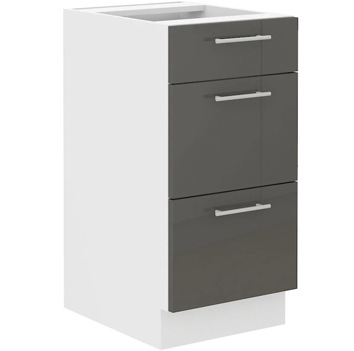 Lara 40d 3s Bb kuhinjski element 3 fioke 40x52x82 cm beli/sivi sjaj